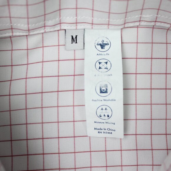 State & Liberty Shirt Men Medium Red/White Athletic Fit 4 Way Stretch L/S Button - Picture 8 of 15